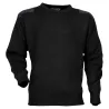 Pull commando noir 100% acrylique col rond renforts épaules coudes