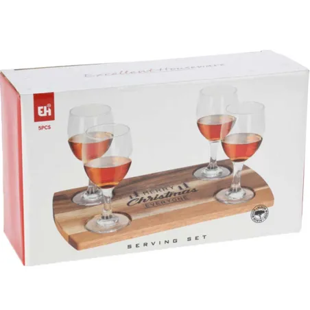 Set 4 verres whiskey 200ml + plateau acacia 290x170mm Set 4 verres whiskey 200ml + plateau acacia 290x170mm