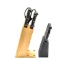 Bloc couteaux steak 15 pièces bois pin acier inox 420 ciseaux