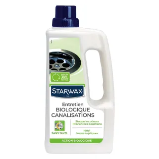 Découvrez notre Entretien biologique canalisations Starwax 1L qui dégrade naturellement les déchets organiques et élimine les od