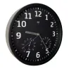 Horloge radiopilotée confort plastique verre noir et blanc Ø 25cm
