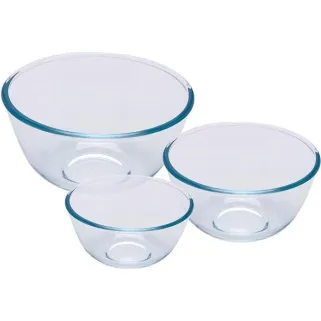 3 Bols verre borosilicaté 0,5-1-2L Ø 14-17-21cm