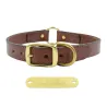 Collier à graver sur plaque laiton cuir noisette 4 tailles 