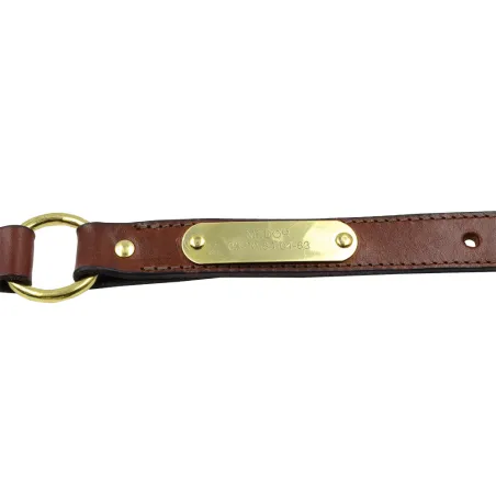 Collier à graver sur plaque laiton cuir noisette 4 tailles 