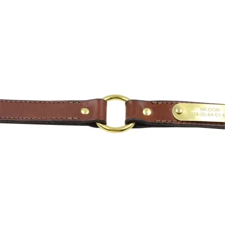 Collier à graver sur plaque laiton cuir noisette 4 tailles 