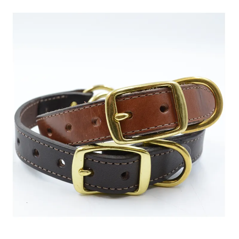 Collier cuir noisette ou chocolat 4 tailles Collier cuir noisette ou chocolat 4 tailles