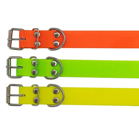 Collier PVC longueur 60 cm largeur 2,5cm 3 couleurs fluo Ajustable Collier PVC longueur 60 cm largeur 2,5cm 3 couleurs fluo Ajustable