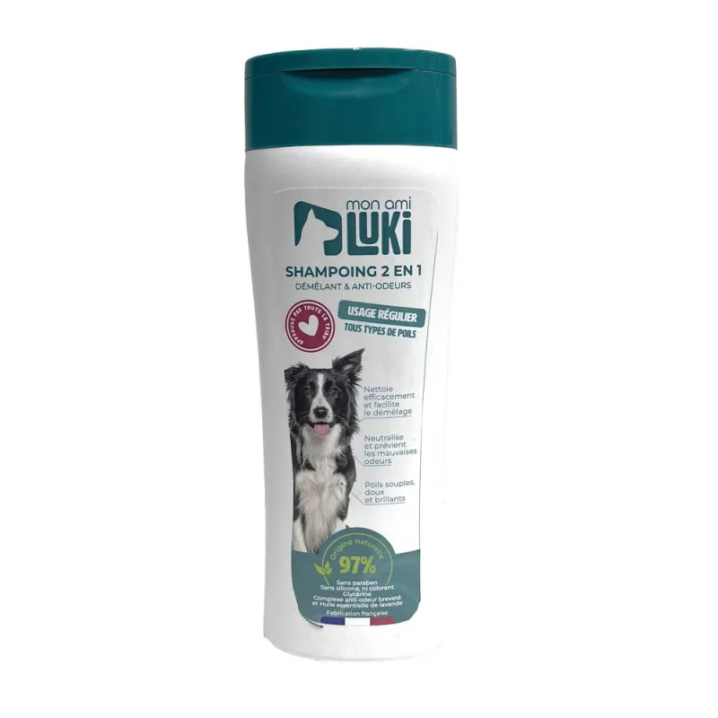 Shampoing 2 en 1 anti-odeurs pour chiens 300ml Shampoing 2 en 1 anti-odeurs pour chiens 300ml