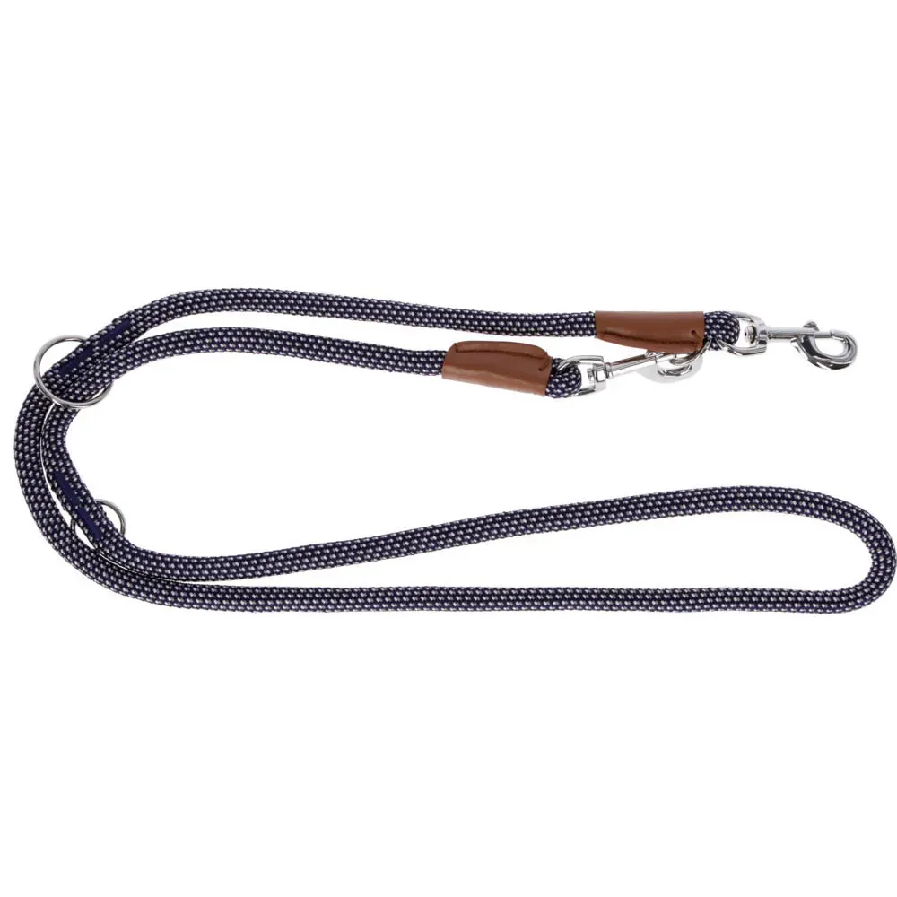 Laisse longue ronde en corde bleue 200 cm