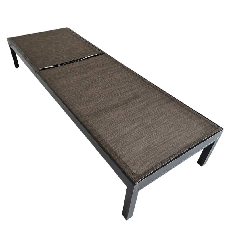 Lot de 2 Bains de soleil en aluminium taupe 193 x 65 x 32 cm