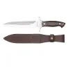 Dague Acier Inox 440A Lame 16cm Manche Noyer Étui Cuir