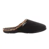 Chaussons mules Tara noirs effet pêche bordure léopard textile