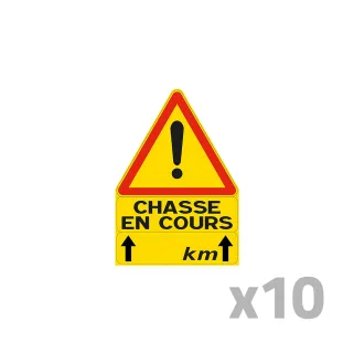 Lot de 10 Triangles signalisation "chasse en cours" 70 X 100 cm