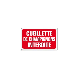 Panneau CUEILLETTE CHAMPIGNONS Alu 26 x 20cm