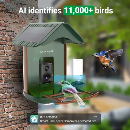 Nichoir connecté caméra IA Full-HD 48 Mpx détection oiseaux 194x215x315mm Nichoir connecté caméra IA Full-HD 48 Mpx détection oiseaux 194x215x315mm