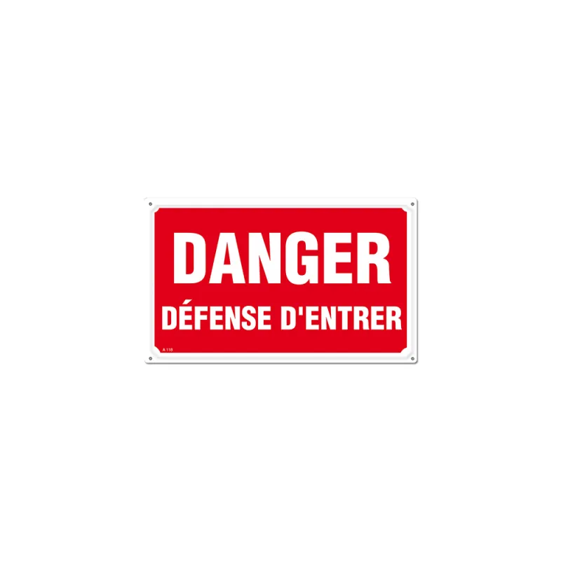 Panneau DANGER DÉFENSE D'ENTRER Alu 30X20cm unité Panneau DANGER DÉFENSE D'ENTRER Alu 30X20cm unité