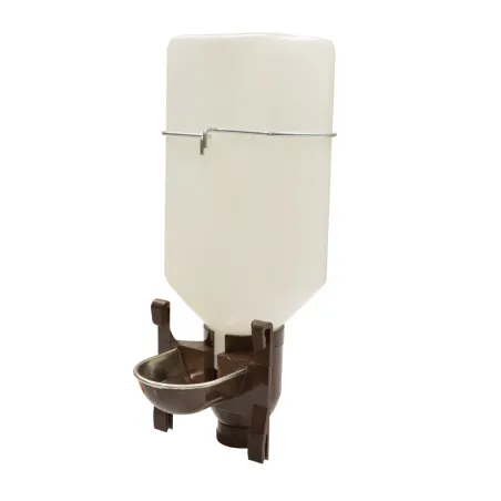 Abreuvoir de cage coupelle inox porte bouteille marron - GAUN