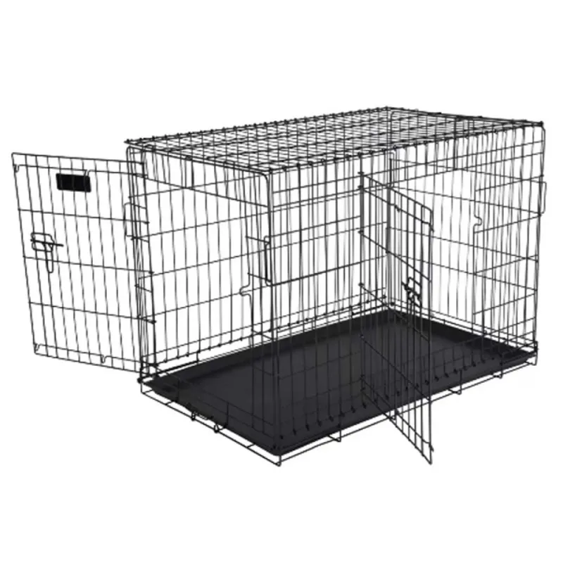 Cage métal grillagée avec plateau noir 2 tailles Cage métal grillagée avec plateau noir 2 tailles