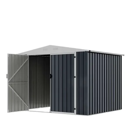 Abri de jardin métal gris et crème 245 x 193 x 180 cm