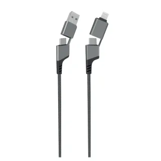 Câble USB 4 en 1 USB-A/USB-C vers USB-C/Lightning 1m