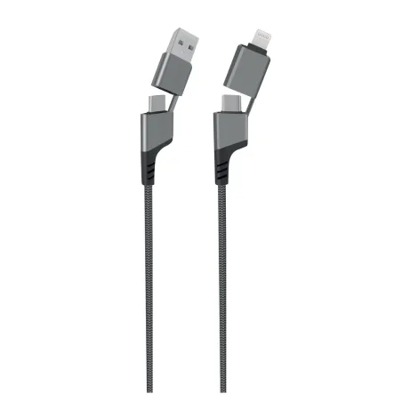 Câble USB 4 en 1 USB-A/USB-C vers USB-C/Lightning 1m