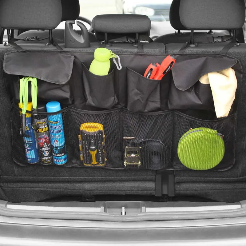 Organiseur banquette coffre 8 poches 90x45cm sangles ajustables
