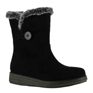 Bottines fourrées femme microfibre noire | Chaudes & confortables