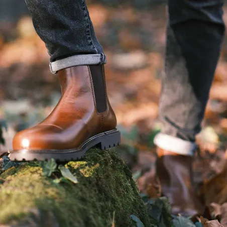 Bottines Chelsea Heritage Farmer Honey cuir marron 40 à 47