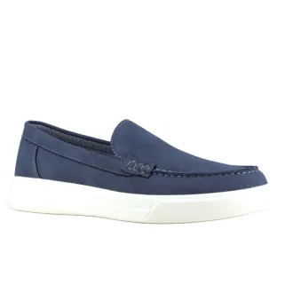 Mocassins bleus textile semelle PU mesh - Chaussures confort