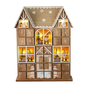Calendrier de l’avent en bois lumineux 24 tiroirs maison