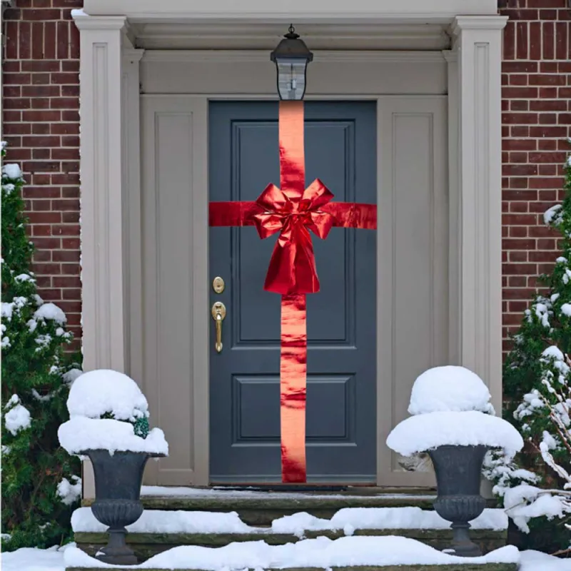 Noeud rouge porte 33x42cm ruban 4,3m avec velcro