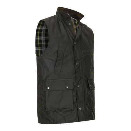 Gilet Winchester Vert Coton Ciré Imperméable 4 Poches Col Velours