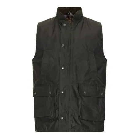 Gilet Winchester Vert Coton Ciré Imperméable 4 Poches Col Velours