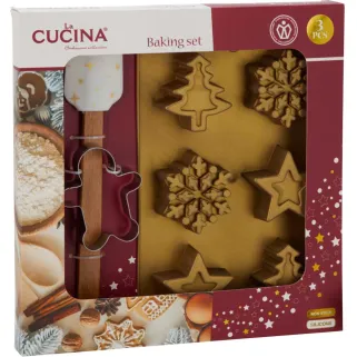 Moule Gâteau Silicone 255x160mm + Spatule 26cm Noël Inox
