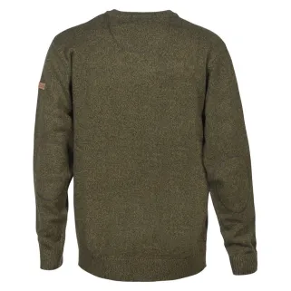 Pull col V kaki 70% acrylique 30% laine - Maille douce mixte