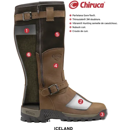 Bottes chasse cuir marron fourrée Iceland Gore-Tex + sac Bottes chasse cuir marron fourrée Iceland Gore-Tex + sac