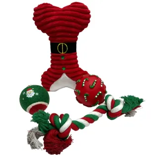 Coffret jouets peluche Noël balles corde 3 pièces enfant