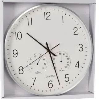 Horloge murale 3 cadrans aluminium | Heure, température & humidité