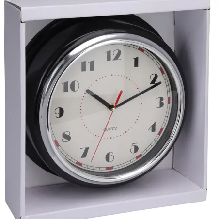 Horloge murale noire et argent Ø30 cm | Design & lisibilité