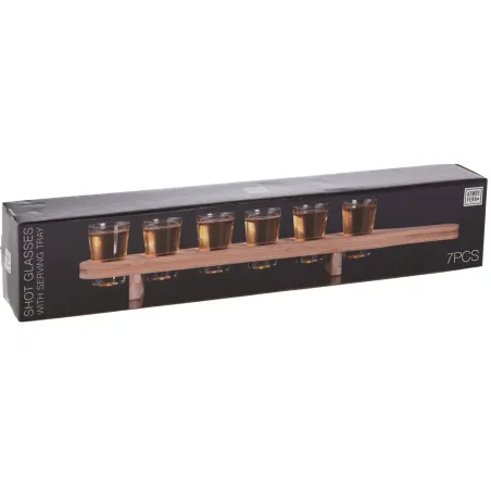 Set 6 verres à shot 40 ml avec planche bambou élégante