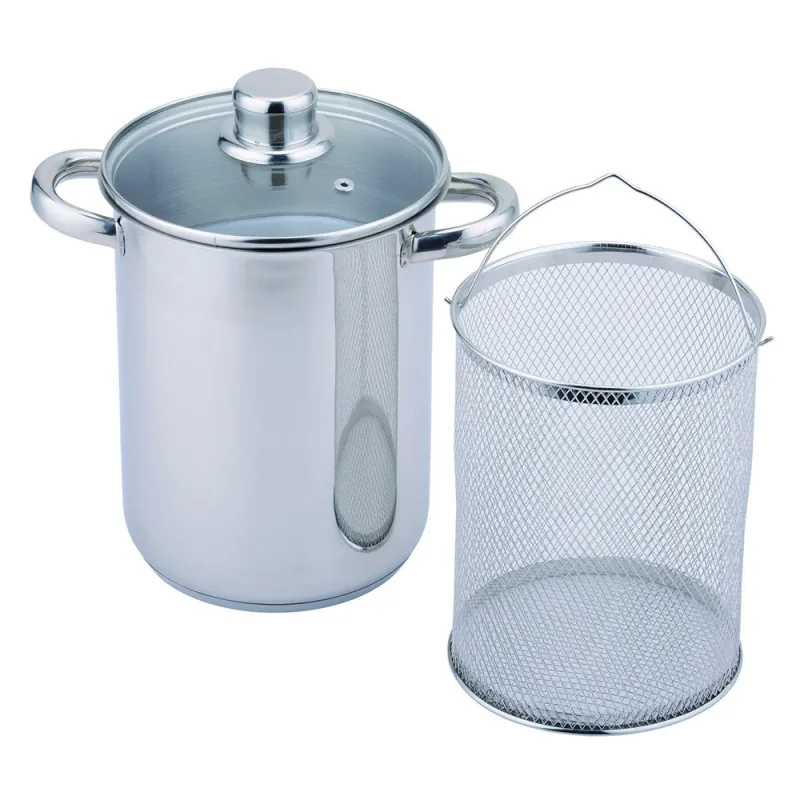 Cuiseur asperges inox 16cm avec panier vapeur intérieur Cuiseur asperges inox 16cm avec panier vapeur intérieur