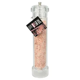 Moulin à sel transparent avec gros sel rose 500 g | Ducatillon