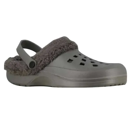 Sabots plastique fourrés gris - Chaussures confort hiver