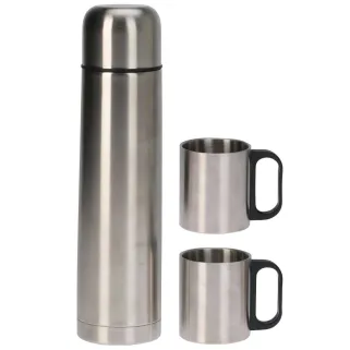 Bouteille isolante acier inox 1L 8x31,7cm + 2 tasses 180ml