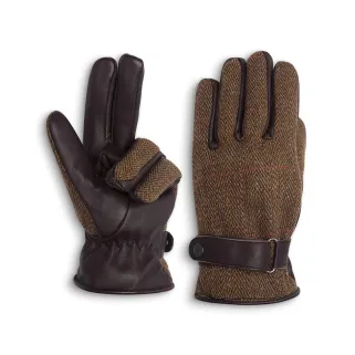 Gants Walker and Hawkes Brookmore Marron Cuir Tweed