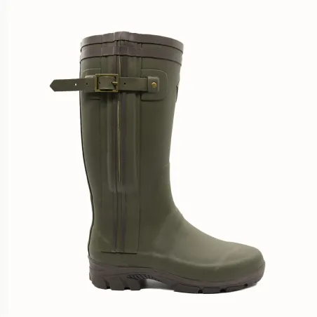 Bottes de chasse Alaska soufflet Zip caoutchouc kaki 39 à 47 Bottes de chasse Alaska soufflet Zip caoutchouc kaki 39 à 47