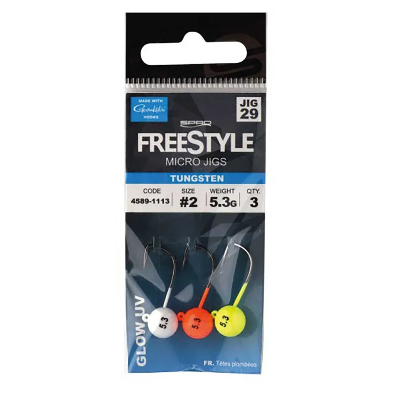 Lot de 3 Têtes plombées Spro Freestyle Tungsten Glow 1,8 g, 2,7 g ou 3,5 g