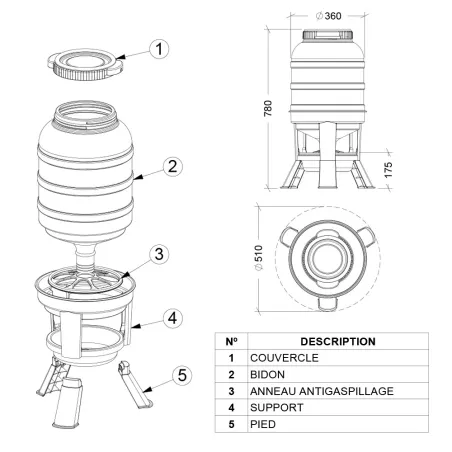 Mangeoire anti-gaspillage sur pieds 40L Gaun – Grande capacité Mangeoire anti-gaspillage sur pieds 40L Gaun – Grande capacité