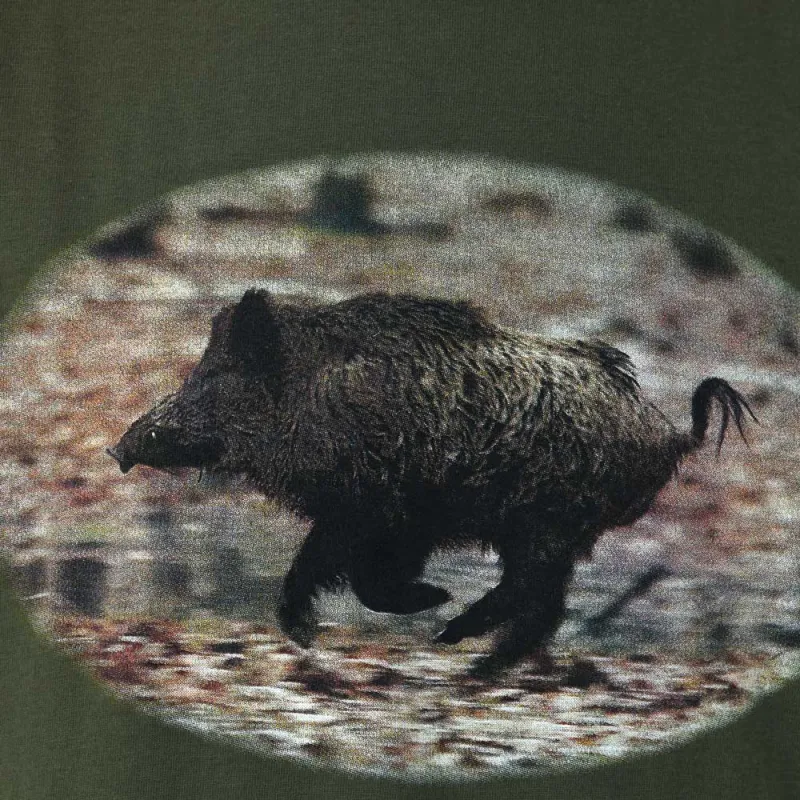 T-Shirt Imprimé sanglier kaki M à 3XL