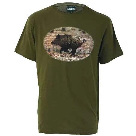 T-Shirt Imprimé sanglier kaki M à 3XL